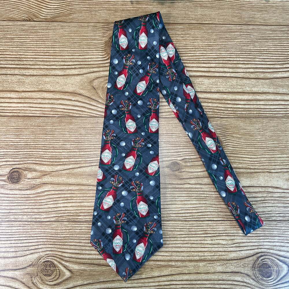 Tabasco Hot Sauce Bottle Golf Bag Tie Silk Necktie Mens Novelty Made In USA Tie